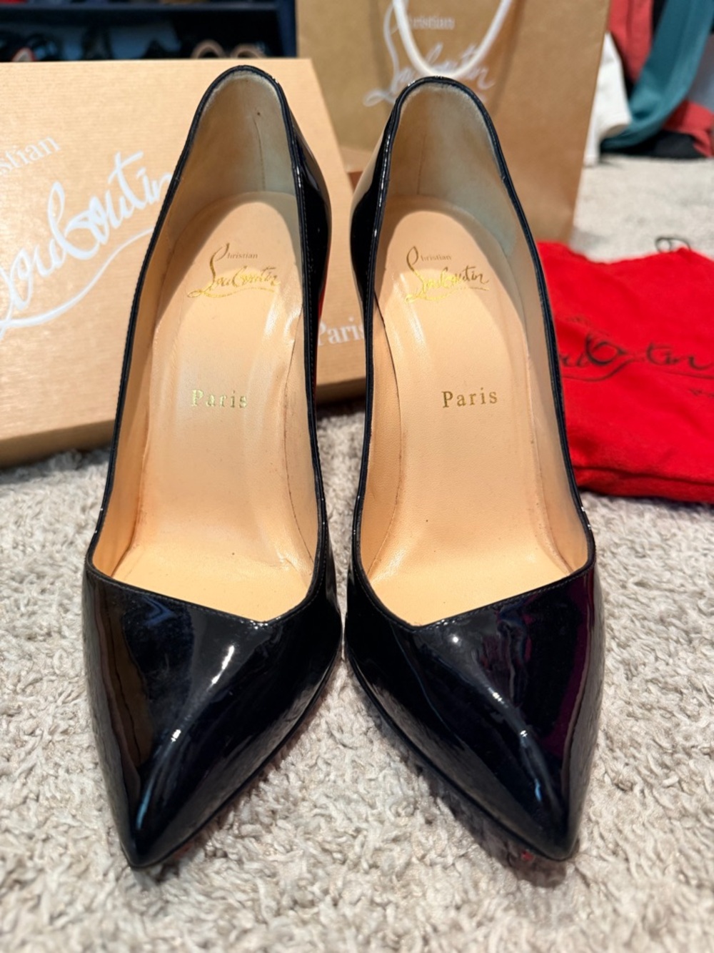 Christian Louboutin Black Patent Pointed Toe Pumps